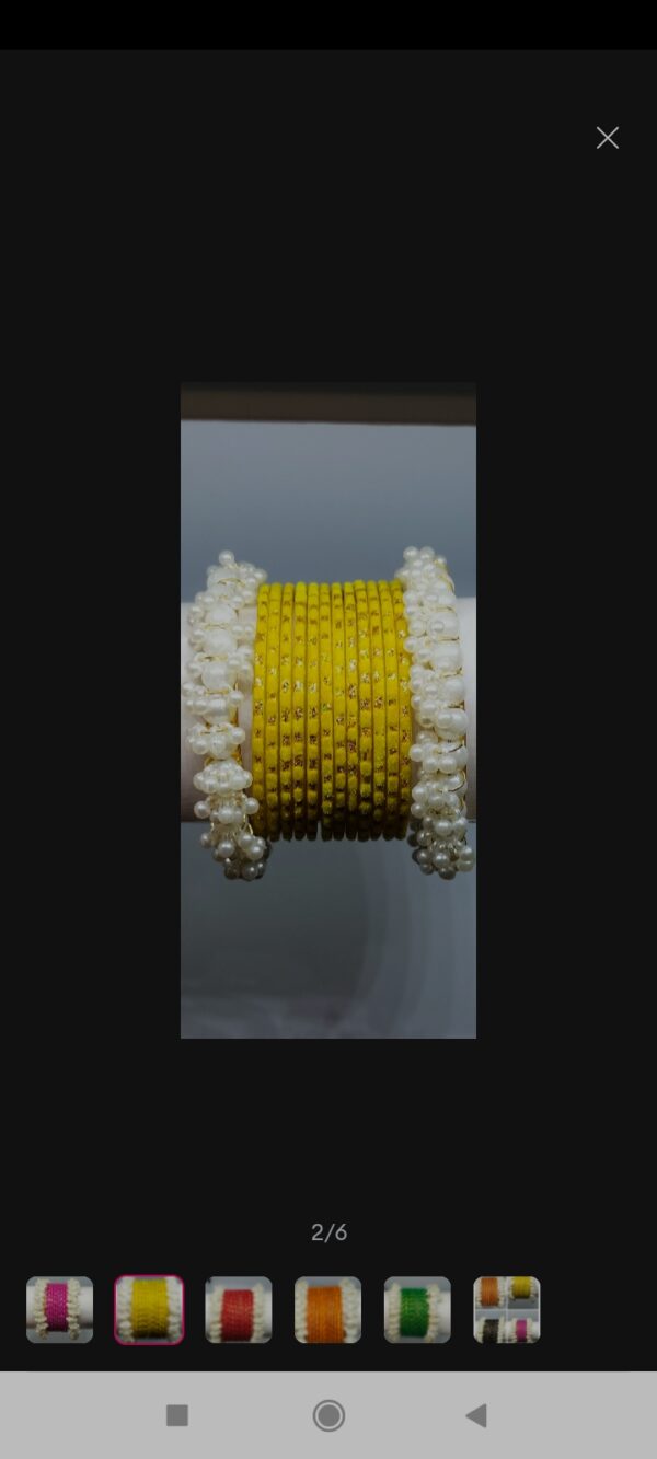 Beautiful Pearl Gajra Kara Set With Silk Bangles Set For Girls  - Image 5