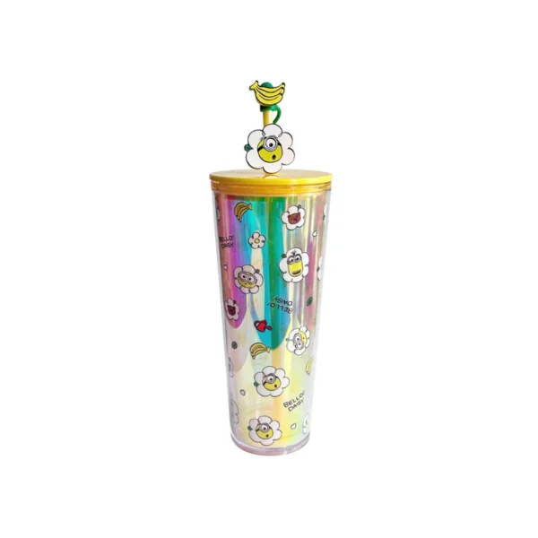 Daisy Minions Collection Double Wall Plastic Bottle with Straw (800mL)(Yellow