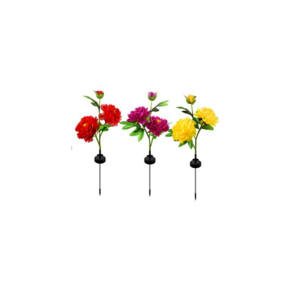 Pack of 3 | Solar powered single headed peony (Random Colors). - Image 3