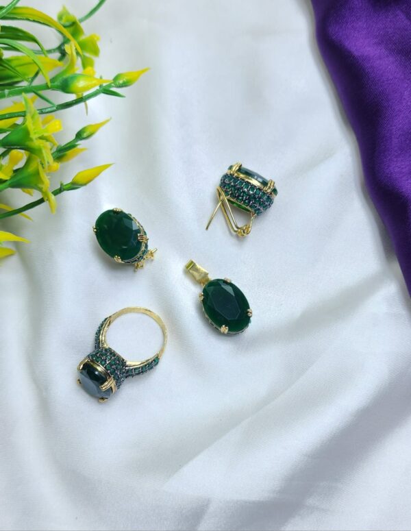Unique & stylish Casting Made Zircon stones Beautiful Ladies Combo set Adjustable Size - Image 4