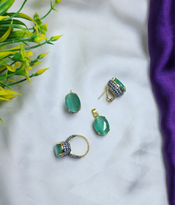 Unique & stylish Casting Made Zircon stones Beautiful Ladies Combo set Adjustable Size - Image 6