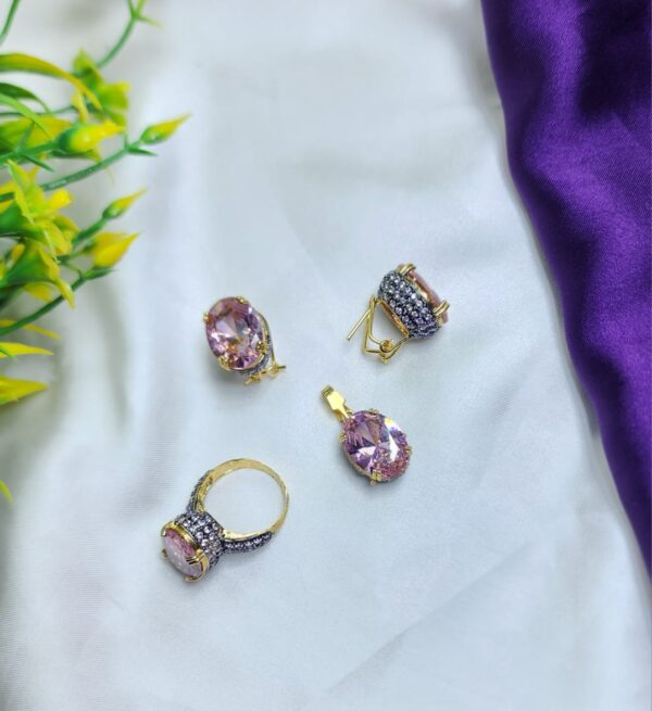 Unique & stylish Casting Made Zircon stones Beautiful Ladies Combo set Adjustable Size - Image 7