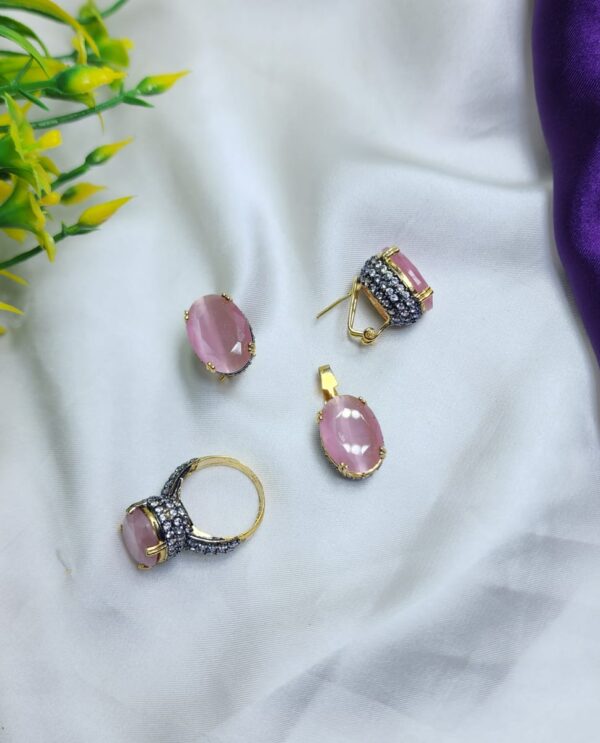 Unique & stylish Casting Made Zircon stones Beautiful Ladies Combo set Adjustable Size - Image 8