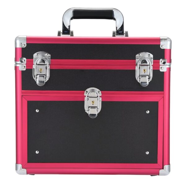 Portable Aluminum Makeup Case Beauty Vanity Case With Mirror Professional Nail Travel Organizer Box With Trays Inside(Available in Various Colors): - Image 3