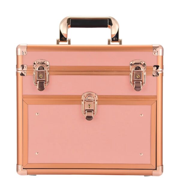 Portable Aluminum Makeup Case Beauty Vanity Case With Mirror Professional Nail Travel Organizer Box With Trays Inside(Available in Various Colors): - Image 4