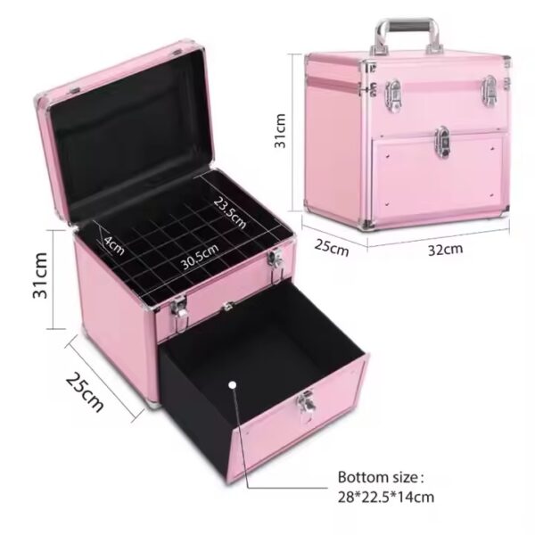 Portable Aluminum Makeup Case Beauty Vanity Case With Mirror Professional Nail Travel Organizer Box With Trays Inside(Available in Various Colors):