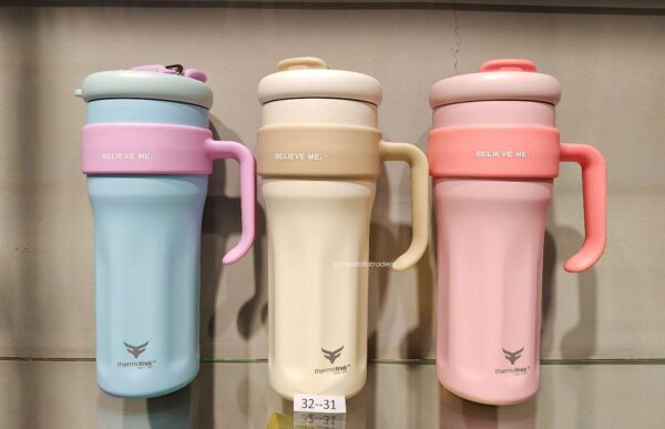 Believe Me Quencher 1250ML Thermal Bottle Coffee Cup Vacuum Mug 304 Stainless Steel Water Bottle Non-slip Leak-Proof Thermos Insulated Cup: ,Available In 7 Colors: - Image 2