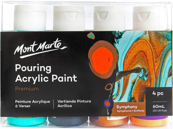 Mont Marte Pouring Acrylic Paint Set Premium 4 pc x 60 ml. - Image 2