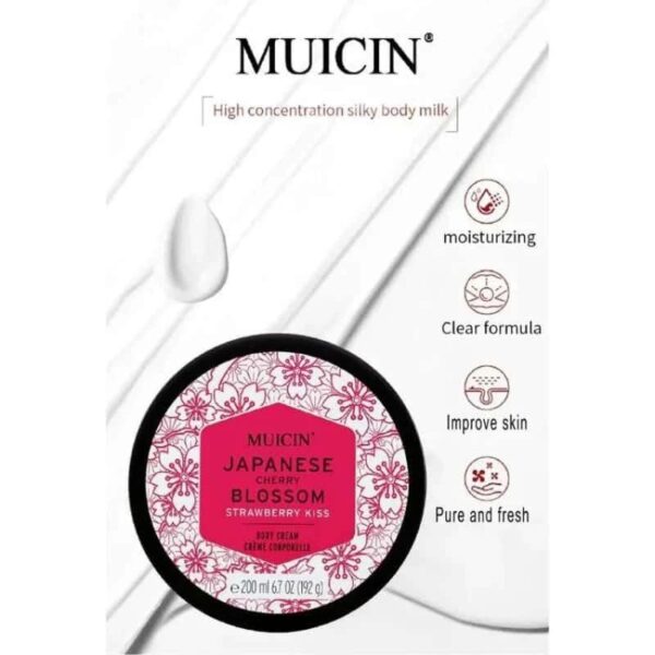 Muicin Japanese Cherry Blossom Strawberry Embrace Body Cream, Sweetly Scented Silkiness, 200 ML. - Image 2