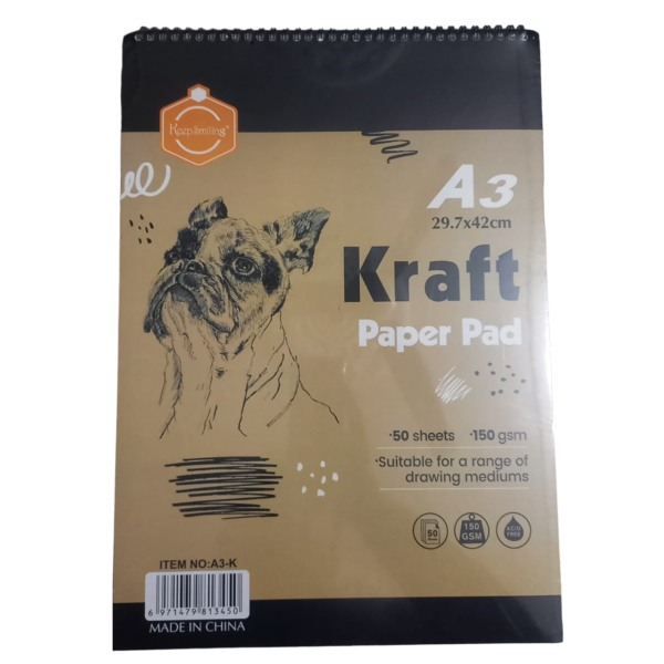 Keep Smiling Kraft Paper Pad 50 Sheets Size A3.