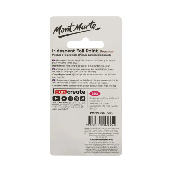 Mont Marte Premium Iridescent Foil Paint 20 ml. - Image 4