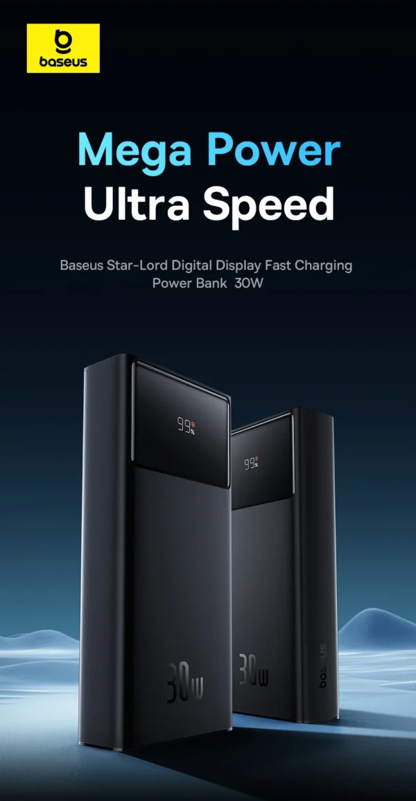 Baseus Star-Lord Digital Display Fast Charging Power Bank 20000mAh 30W Cluster Black - Image 3