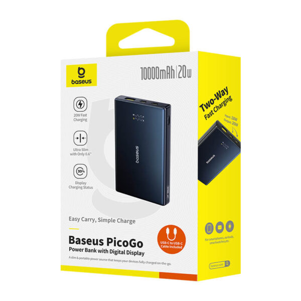 Baseus PicoGo Power Bank with Digital Display Dual Type C 10000mAh 20W - Image 6