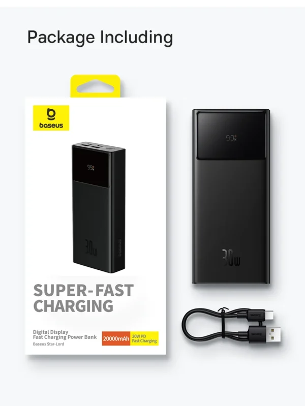 Baseus Star-Lord Digital Display Fast Charging Power Bank 20000mAh 30W Cluster Black - Image 9