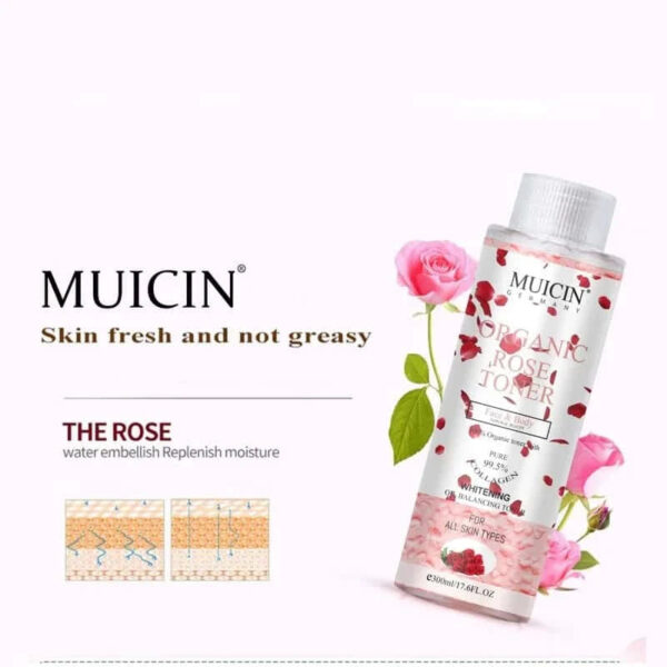 MUICIN Organic Rose Hydration Toner 300 ml, Soothe & Refresh Skin.