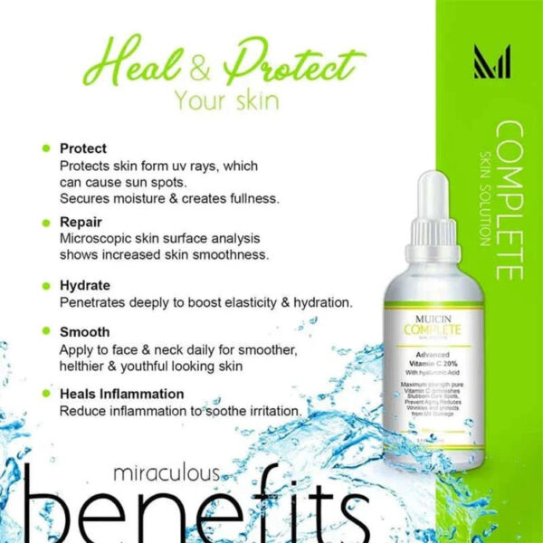 MUICIN Vitamin C + Hyaluronic Acid Complete Skin Solution Serum - Image 2