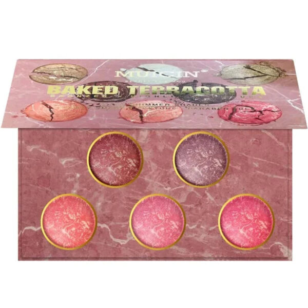 MUICIN Baked Terracotta Highlight Blush & Eyeshadow Palette, Silky Smooth Shimmer for a Natural Glow.