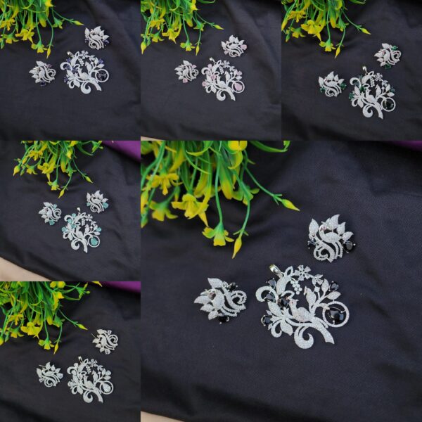One carat American Diamond stone Peacock Locket Set