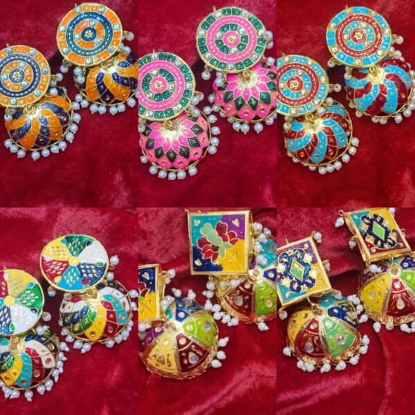 China multi color Meenakari jhumki