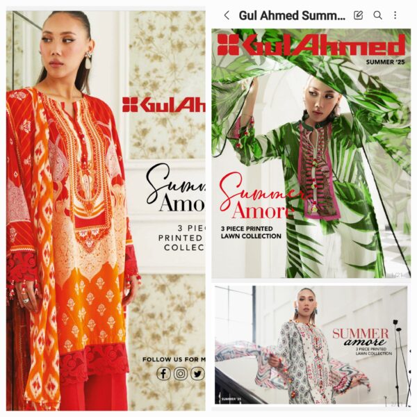 Gul Ahmad lawn 3 piece unstitched summer Amore New collection 2025 by Brand's Lover