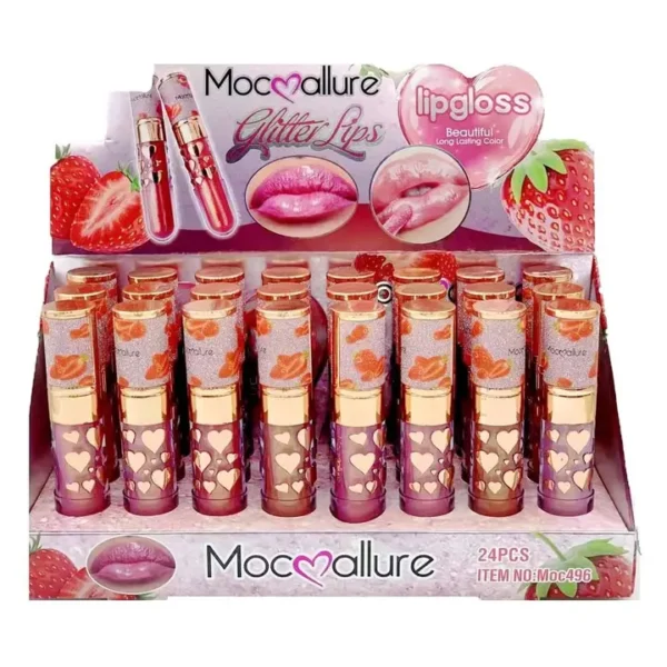 Mocallure 24 PC Heart Glitter Pigment Finish 24hr Lasting Lip Gloss(Pack of 6):