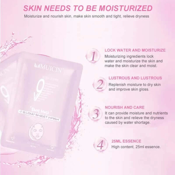 MUICIN V9+ Facial Glow Hydrating Sheet Mask | 9-in-1 Multi-Action Formula. - Image 2