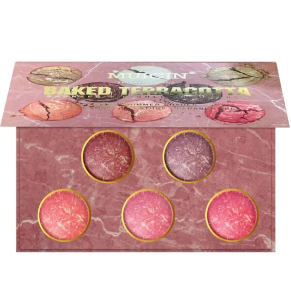 MUICIN Baked Terracotta Highlight Blush & Eyeshadow Palette, Silky Smooth Shimmer for a Natural Glow. - Image 4