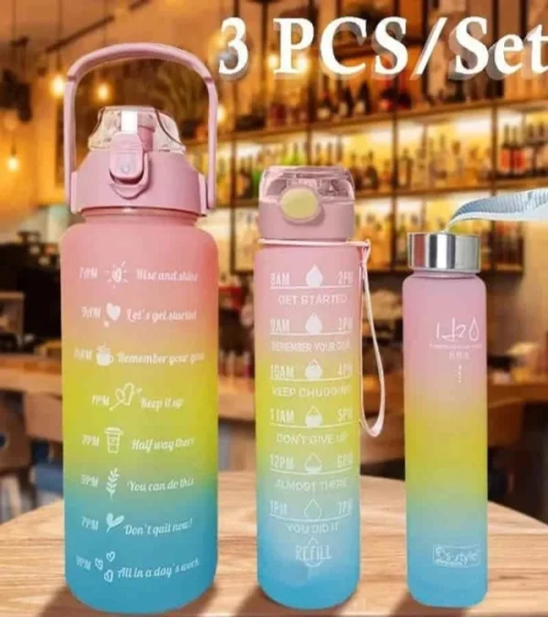 3PCS set Sports Water Bottle With Straw Fitness Water Bottles - Image 2