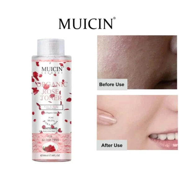 MUICIN Organic Rose Hydration Toner 300 ml, Soothe & Refresh Skin. - Image 3