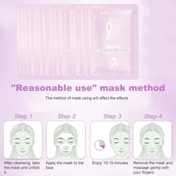 MUICIN V9+ Facial Glow Hydrating Sheet Mask | 9-in-1 Multi-Action Formula. - Image 3
