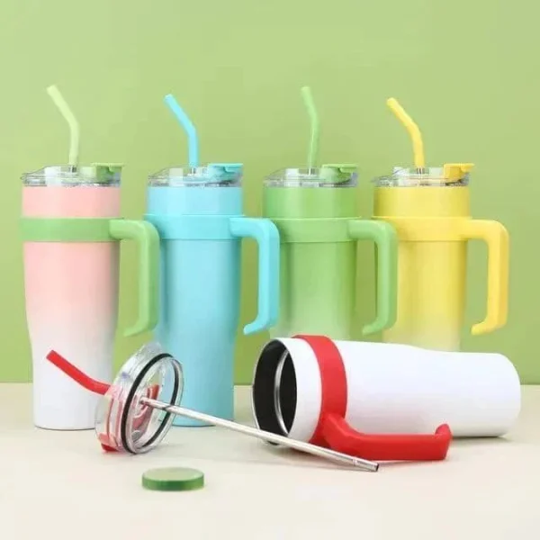 Double Tone Classic Hot/Cool Large Capacity Tumbler Stainless Steel Insulated Water Bottle With Straw - Image 2