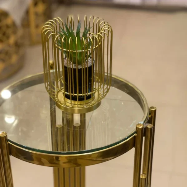 Metal Golden Port Stand with Cactus - Image 6