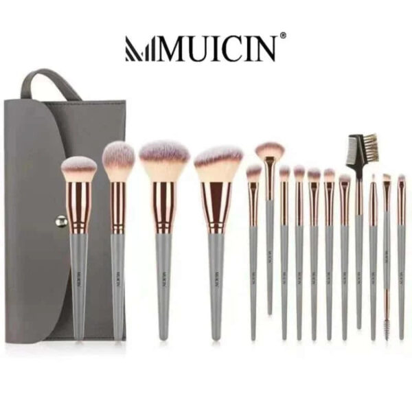 MUICIN Metallic Eye & Face Makeup Brush Set of 20 Pieces in Grey Flap Pouch.