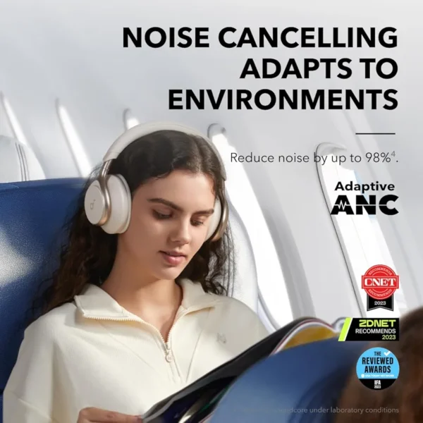Soundcore by Anker, Space One, Active Noise Cancelling Headphone (White). - Image 5