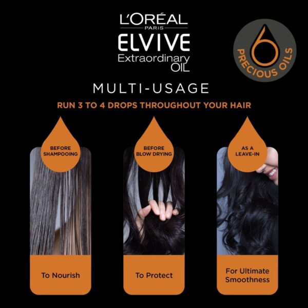 L'Oreal Paris Elvive Extraordinary Oil Nourishing Oil Replacement, For Dry Hair, 300 ml. - Image 4