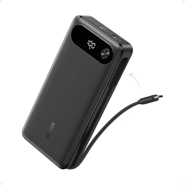 Anker Power Bank, 20,000mAh Portable Charger with Built-in USB-C Cable, 87 W Max Fast Charging, for Laptop.