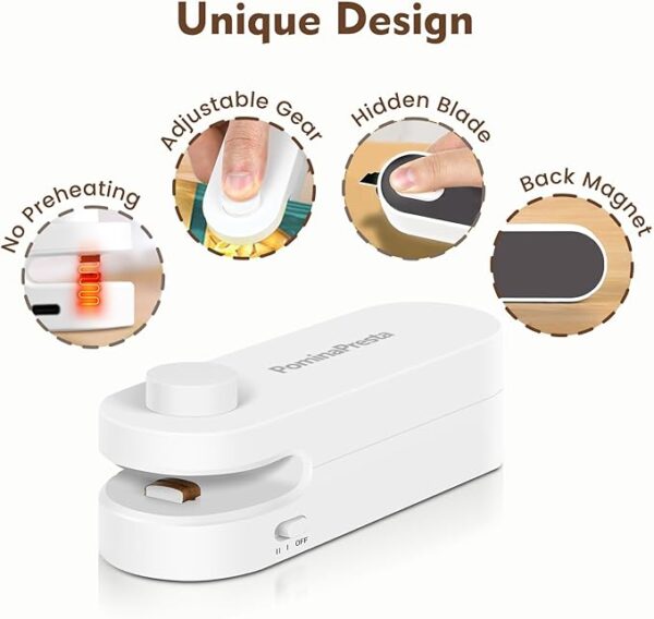 Portable Handheld Sealing Machine for Snack, Plastic Bags & Food Storage