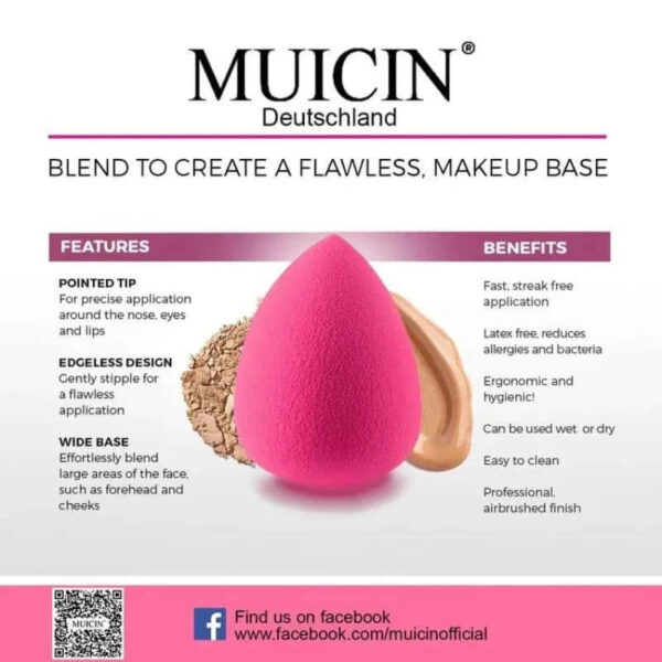 MUICIN Pink Sponge Makeup Blender. - Image 2