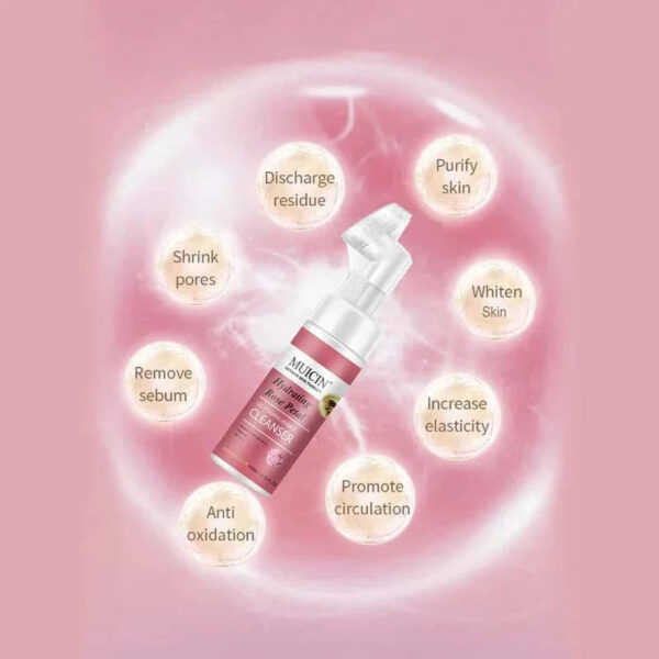 MUICIN Rose Petal Gel Foaming Bubble Cleanser. - Image 4