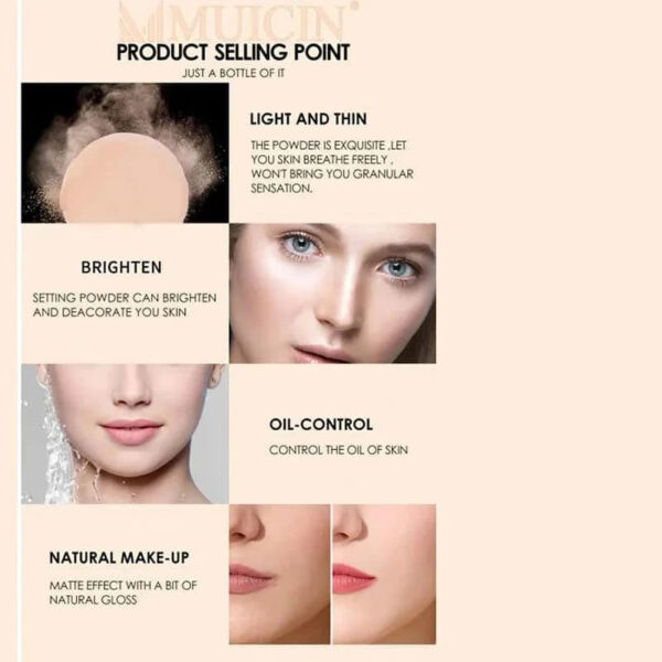 MUICIN Radiant Finish Loose Powder, Light and Luminous Complexion for Face and Body. - Image 2
