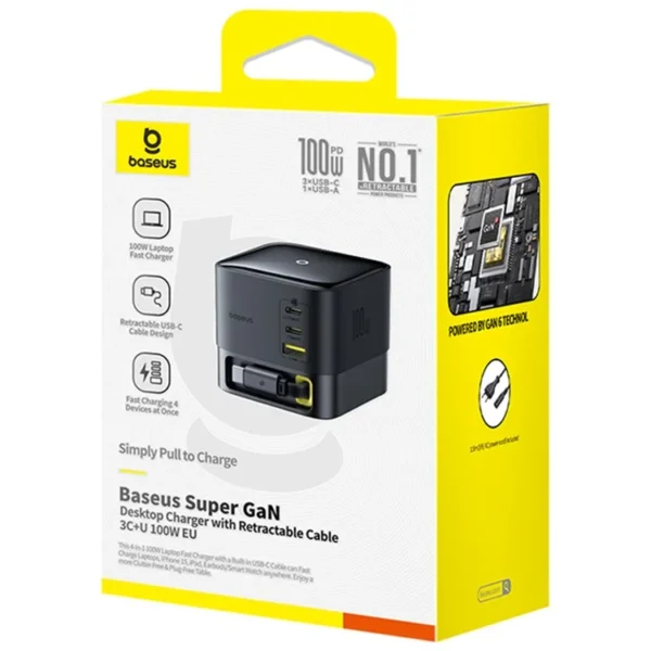Baseus 100W Desktop Charger For Tablet Laptop Fast Charger Retractable USB C Phone Charger - Image 7