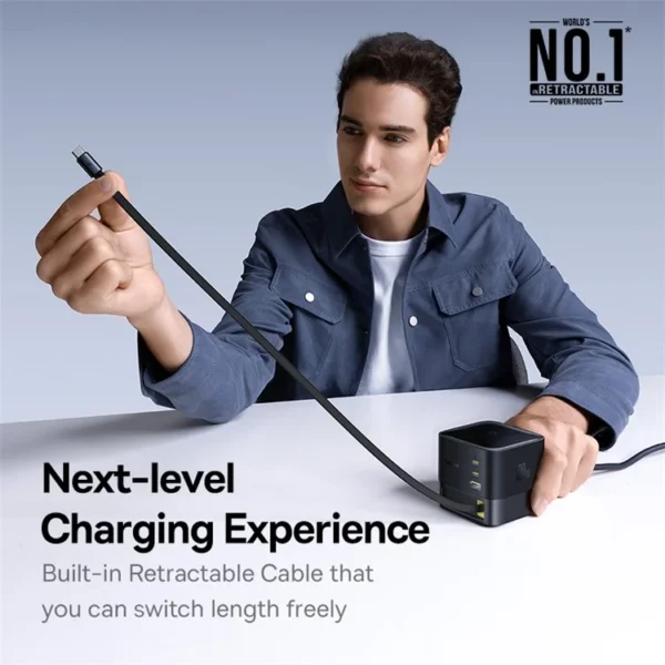 Baseus 100W Desktop Charger For Tablet Laptop Fast Charger Retractable USB C Phone Charger - Image 4