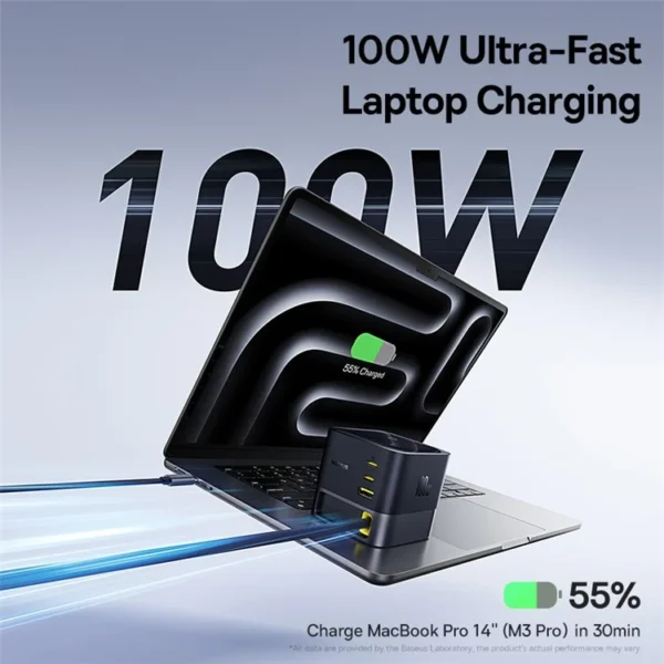 Baseus 100W Desktop Charger For Tablet Laptop Fast Charger Retractable USB C Phone Charger - Image 5