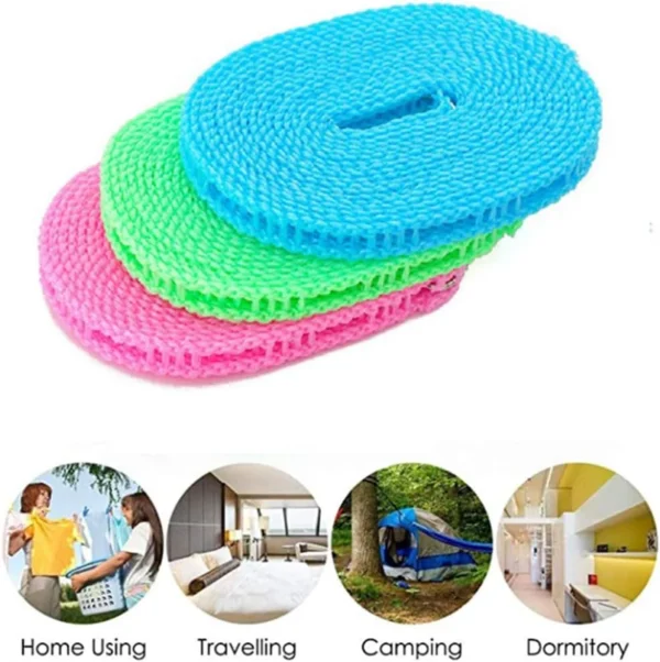 Plastic Cloth Hanging Rope Clothesline 5 Meter Multicolor - Image 2