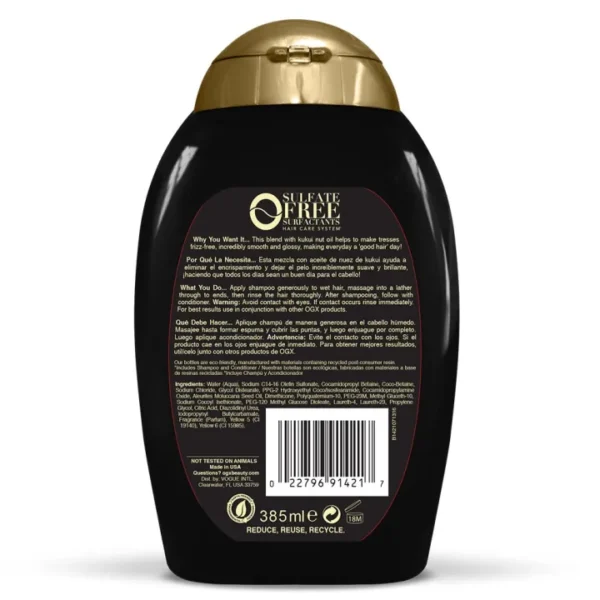OGX Hydrate + Defrizz Kukui Oil Shampoo, 385 ml. - Image 2