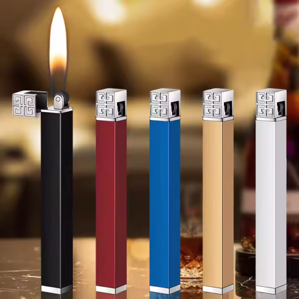 Mini Soft Flame Lighters Refillable Butane, Portable Ultra-Thin Square Windproof Lighter - Image 2