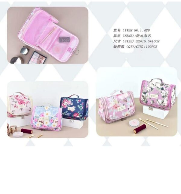 Travel Make-Up Bag Floral Print Waterproof Large Capacity