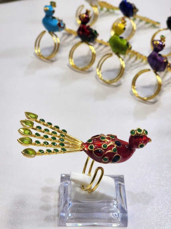 Meenakari Made Peacock Adjustable Ring By Unique Fancy Jewellery Available In Elegant Colors. - Image 5
