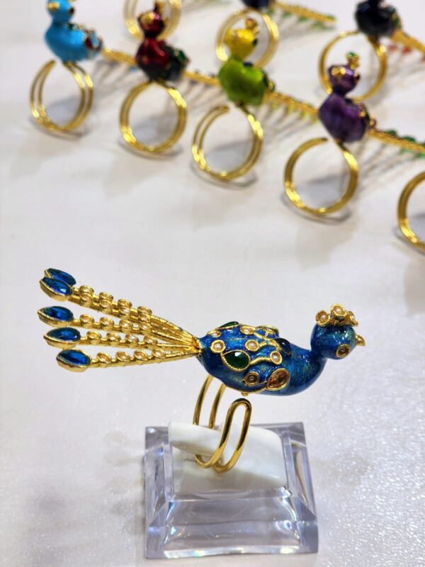 Meenakari Made Peacock Adjustable Ring By Unique Fancy Jewellery Available In Elegant Colors. - Image 7
