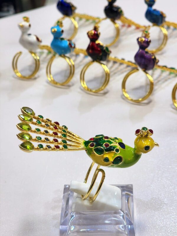 Meenakari Made Peacock Adjustable Ring By Unique Fancy Jewellery Available In Elegant Colors. - Image 8